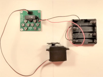 Servo Tester 2 with battery holder and example servo (not included)