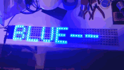 Animated GIF of Brady's prototype Scrolling LED Sign